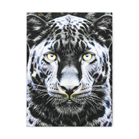 Leopard Portrait Stretched Canvas — Snow Leopard Wall Art with Yellow Eyes