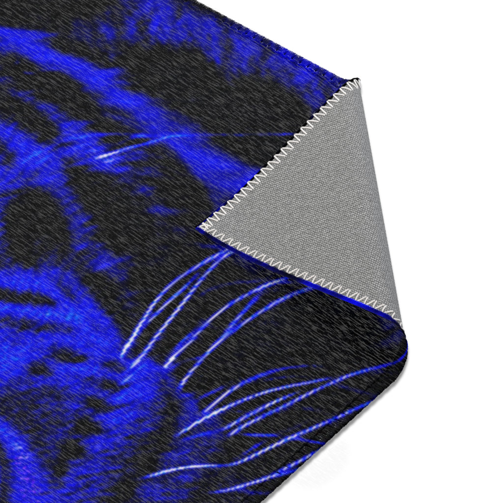 Blue Leopard Area Rug – Bold Neon Leopard Accent Rug for Living Room, Bedroom & Game Room