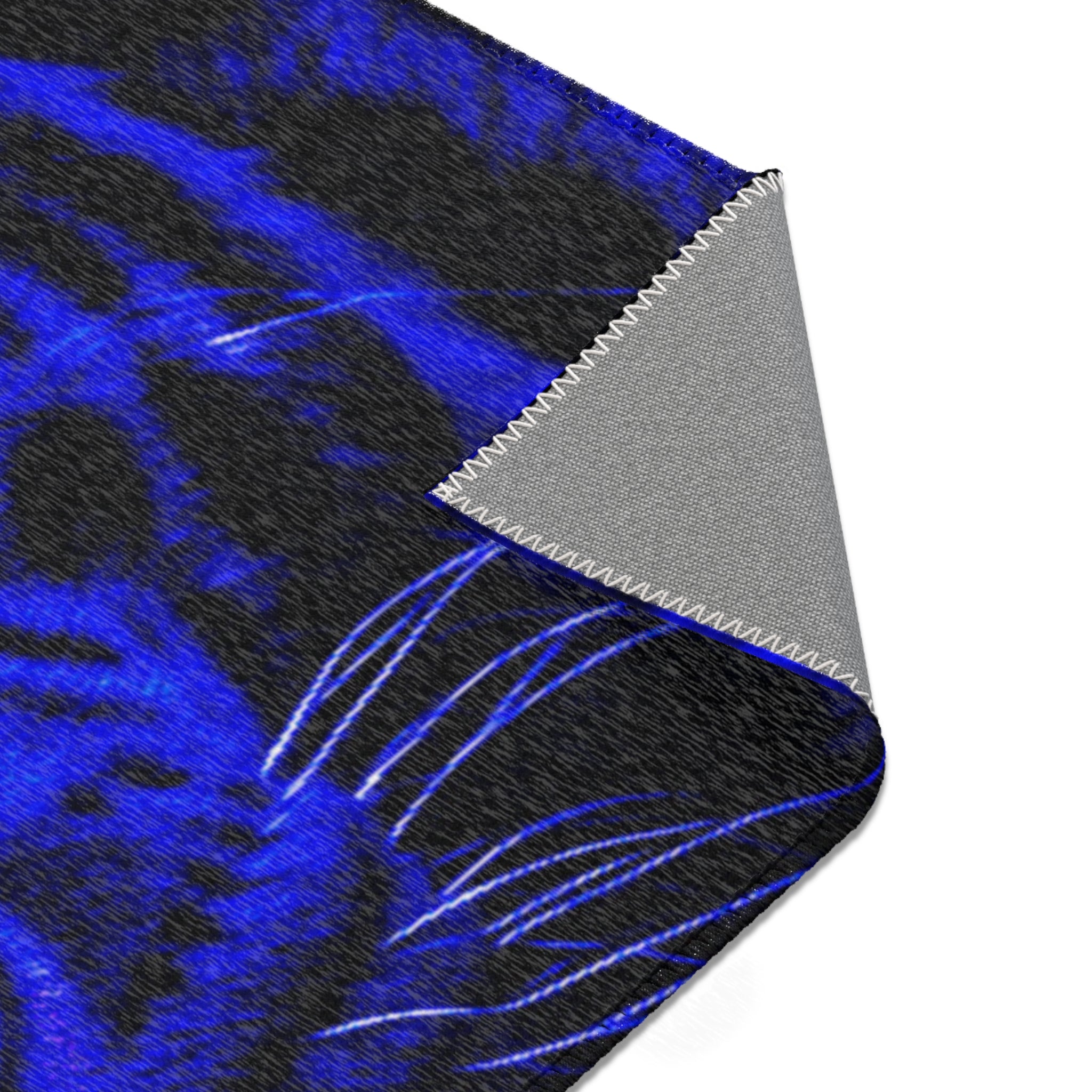 Blue Leopard Area Rug – Bold Neon Leopard Accent Rug for Living Room, Bedroom & Game Room