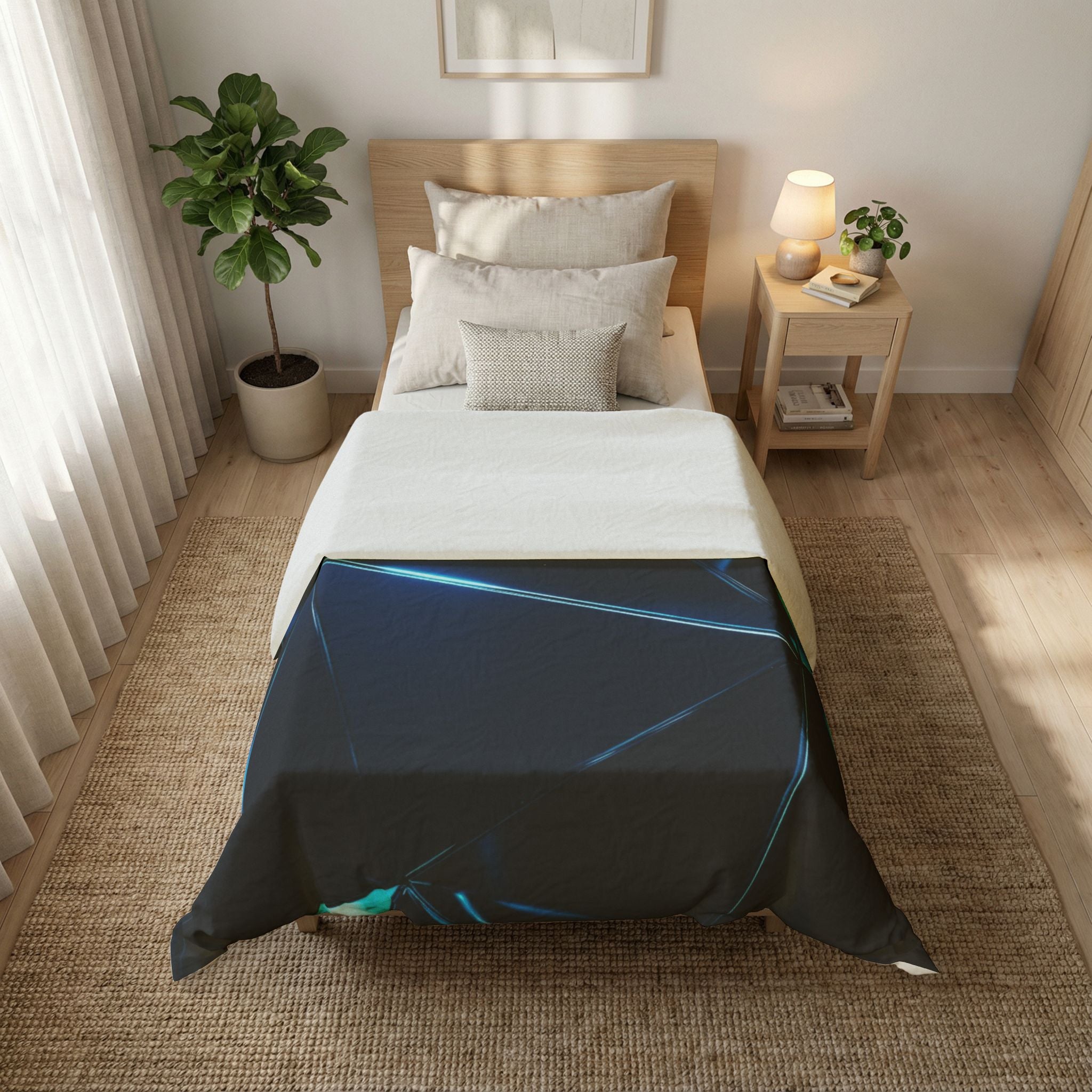 Geometric Blue Crystal Cotton Duvet Cover