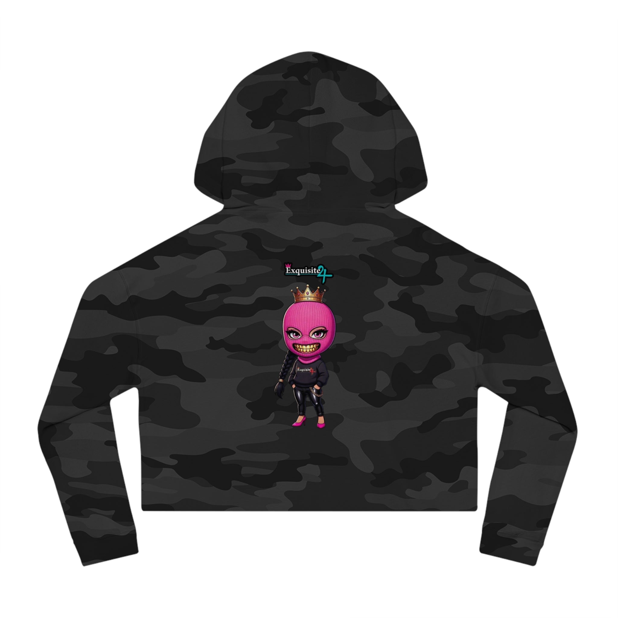 Cropped Hoodie — Exquisite 24 Pink Masked Character Graphic