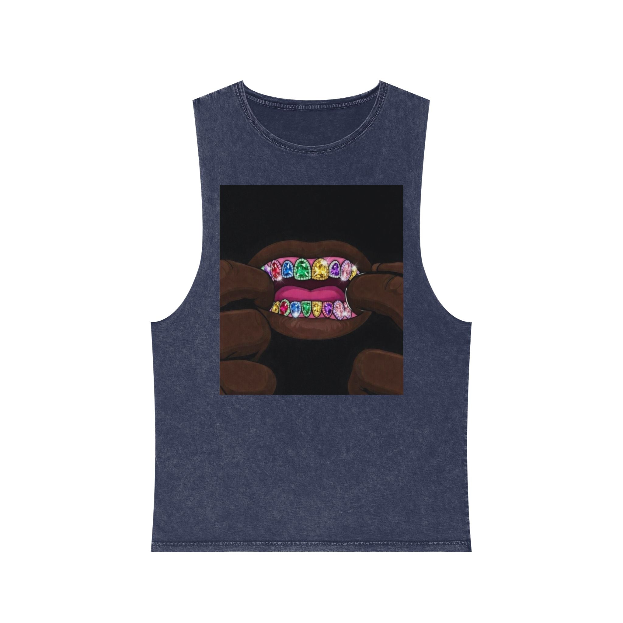 Stonewash Tank Top — Colorful 'Exquisite 24' Grillz Graphic