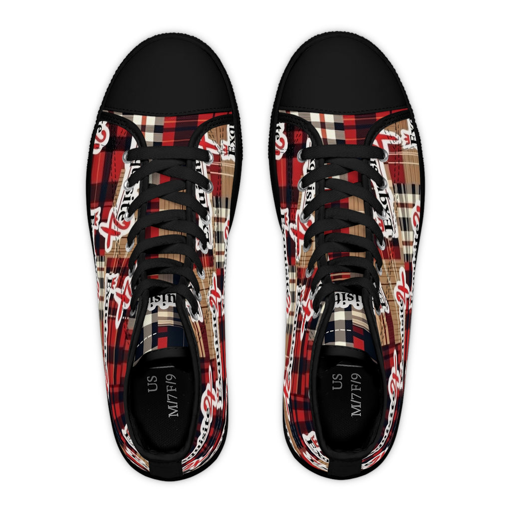 Plaid 'Exquisite 24’ High Top Sneakers — Women's Casual Retro Streetwear