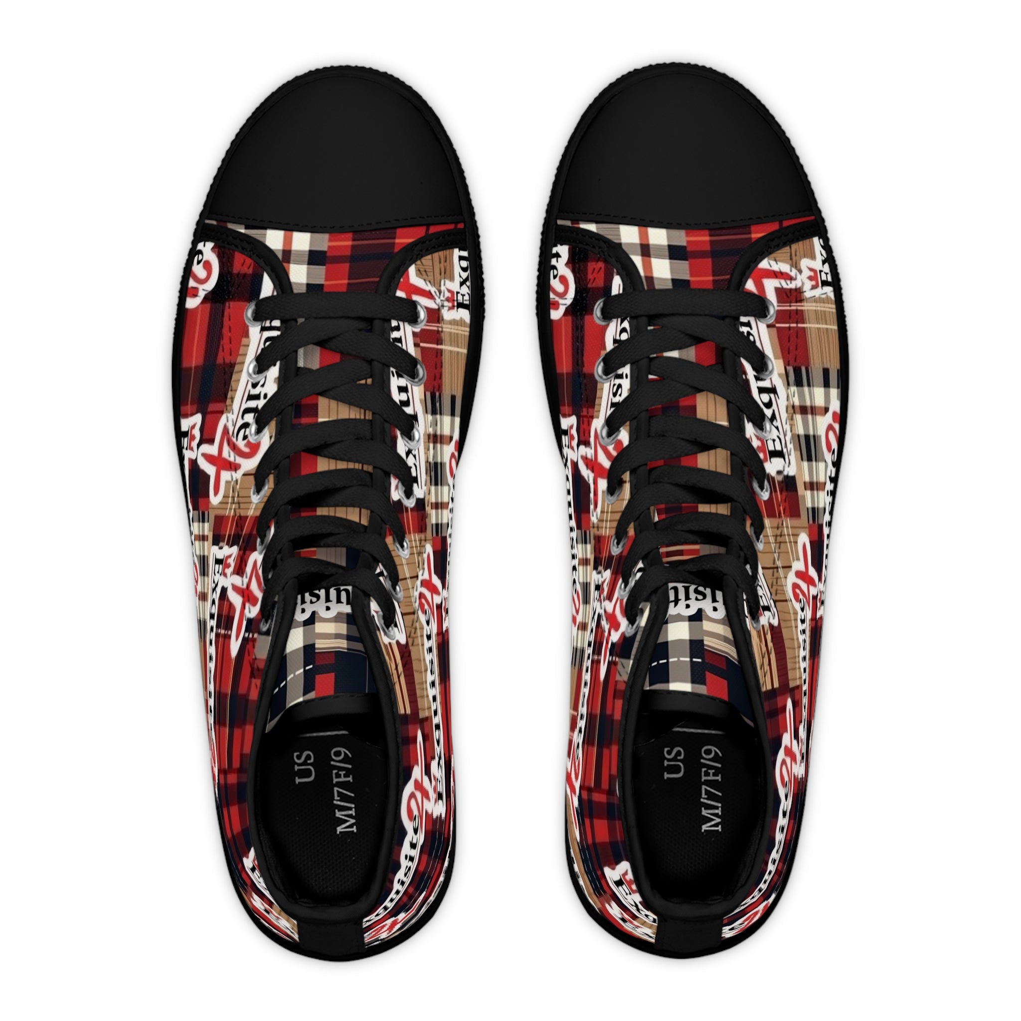 Plaid 'Exquisite 24’ High Top Sneakers — Women's Casual Retro Streetwear
