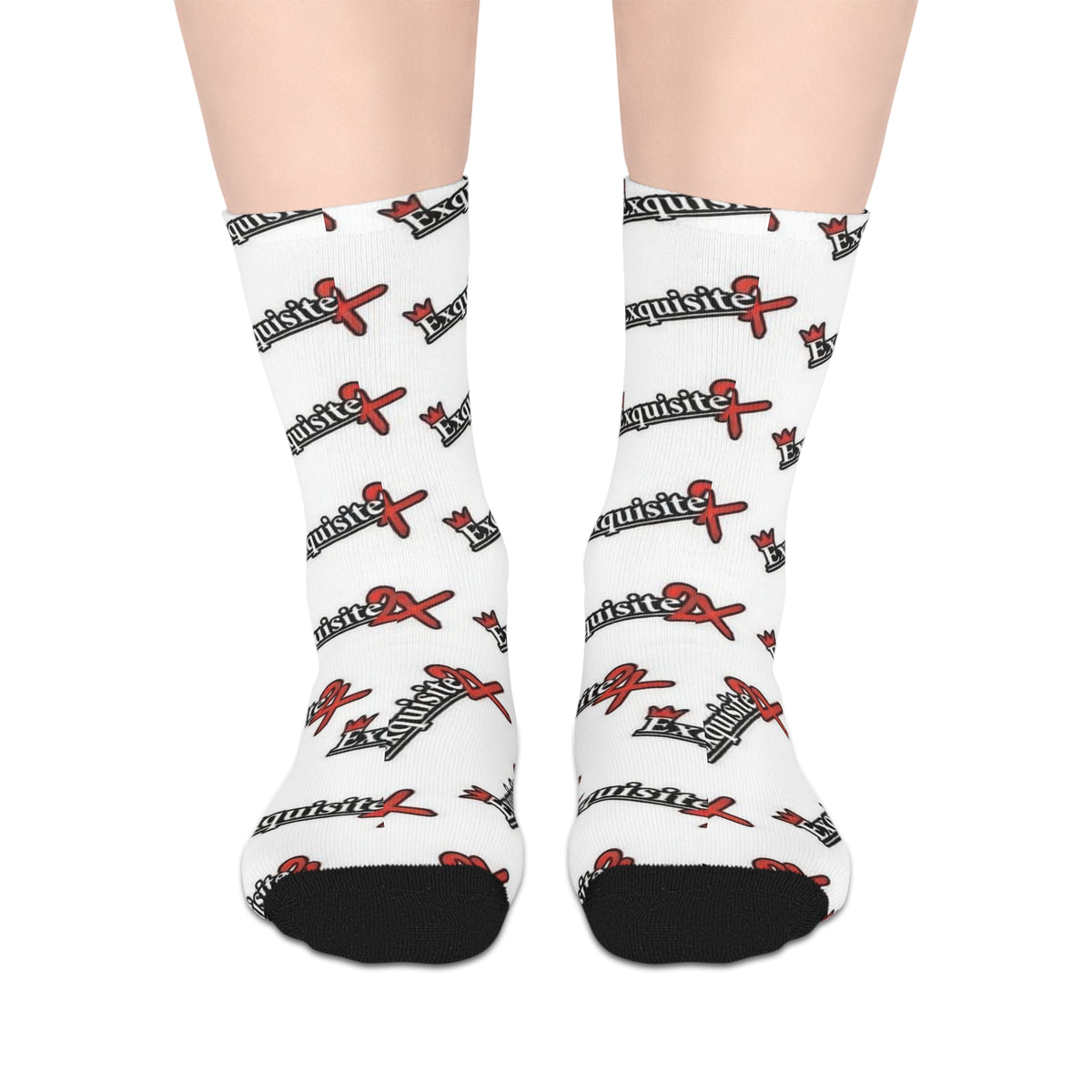 Exquisite 24 Logo White Mid-Length Socks