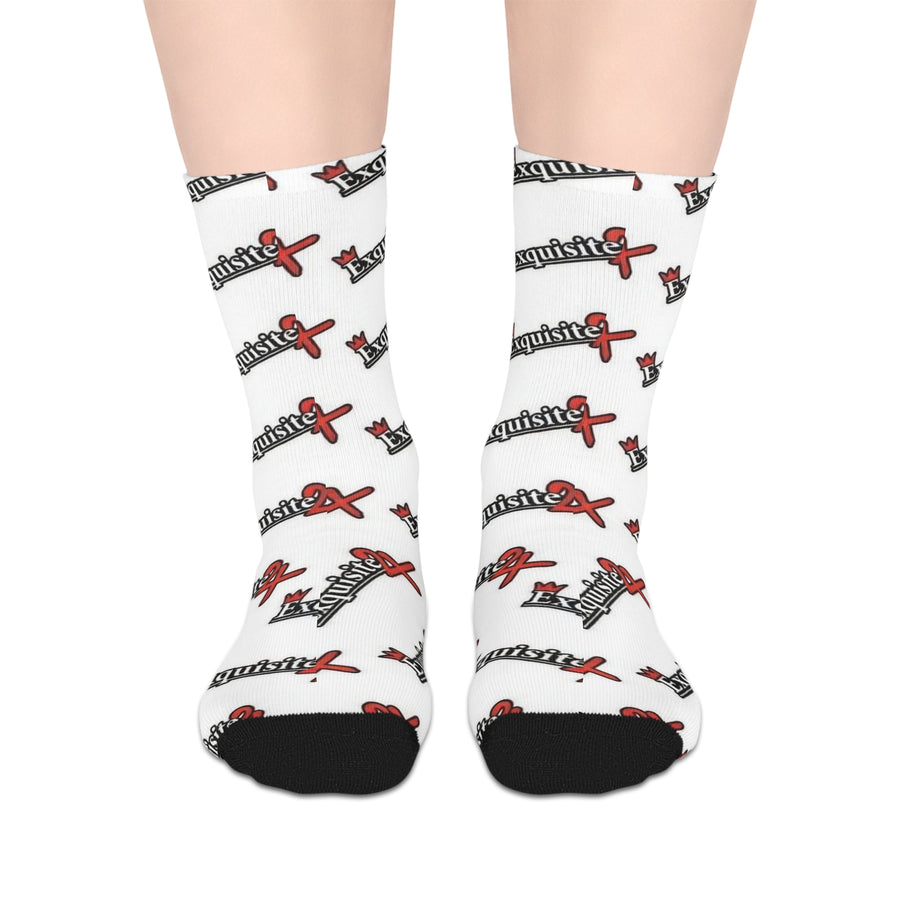 Exquisite 24 Logo White Mid-Length Socks