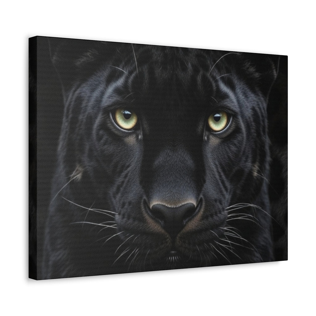 Black Panther Wall Canvas — Intense Close-Up Stretched Canvas Art