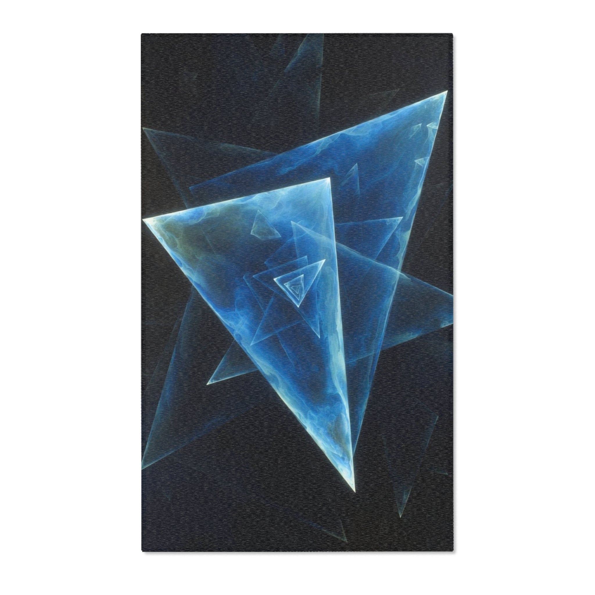 Geometric Blue Triangle Area Rug — Modern Abstract Accent Rug for Living Room & Bedroom