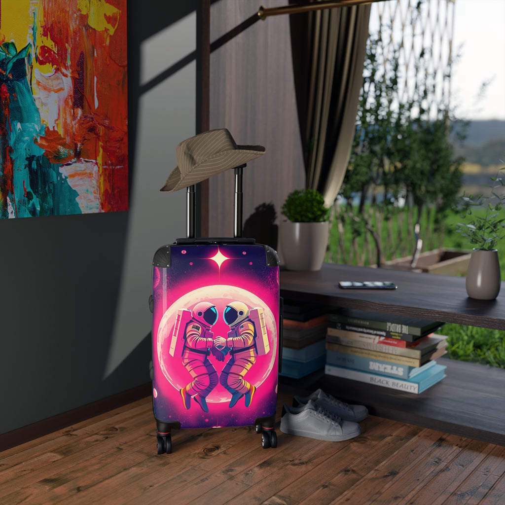 Cosmic Love Suitcase – Pink Astronaut Couple Carry-On