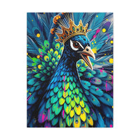 Peacock King Stretched Canvas – Vibrant Crowned Peacock Wall Art