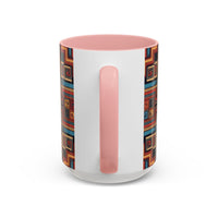 Boho Geometric Accent Mug — Colorful Tribal Pattern Coffee Cup