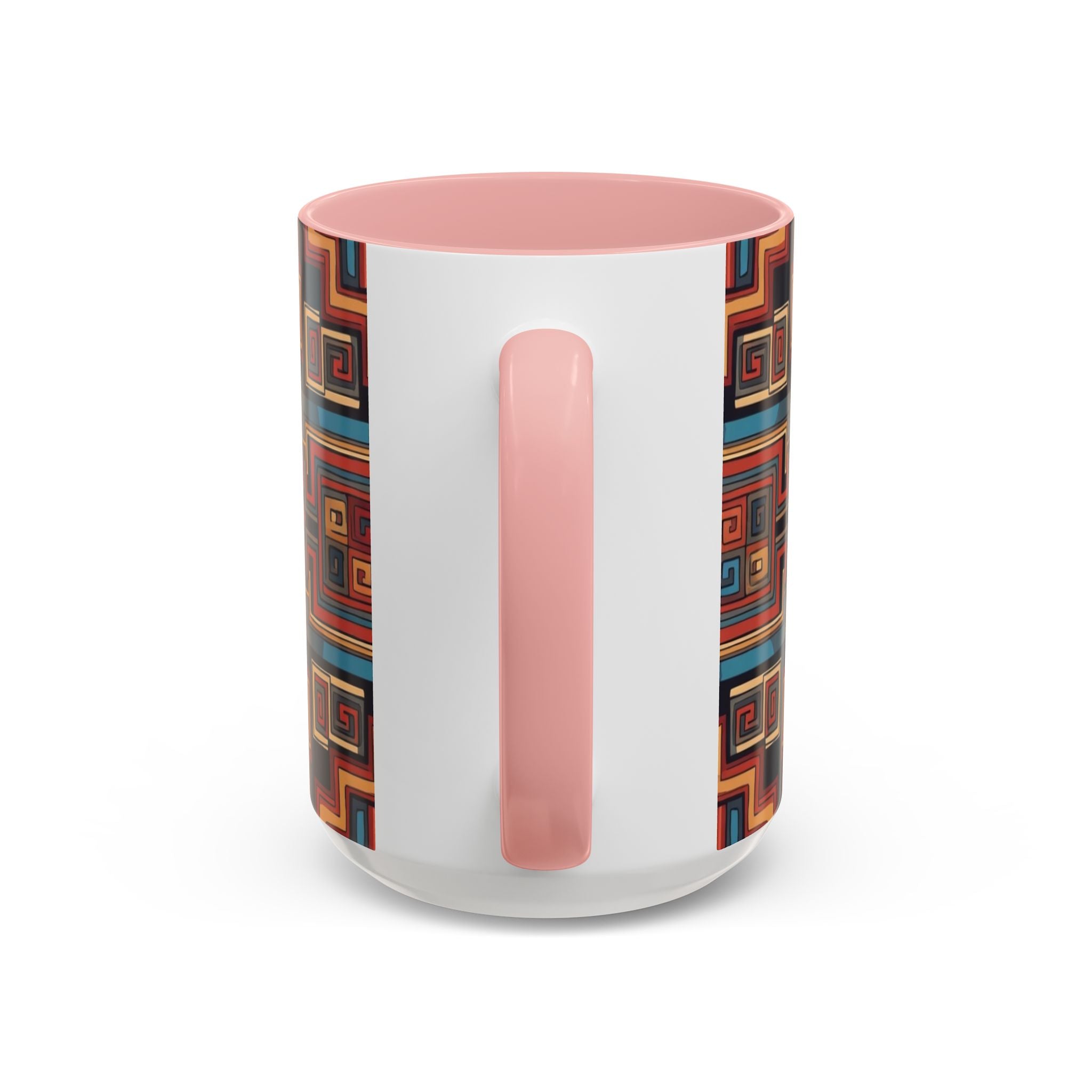 Boho Geometric Accent Mug — Colorful Tribal Pattern Coffee Cup