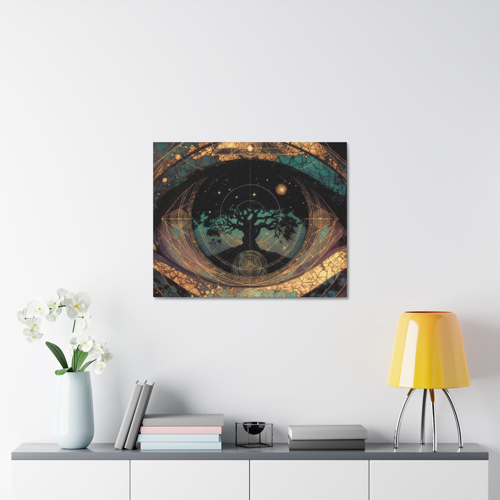 Mystic Tree of Life Stretched Canvas – Spiritual Cosmic Wall Art