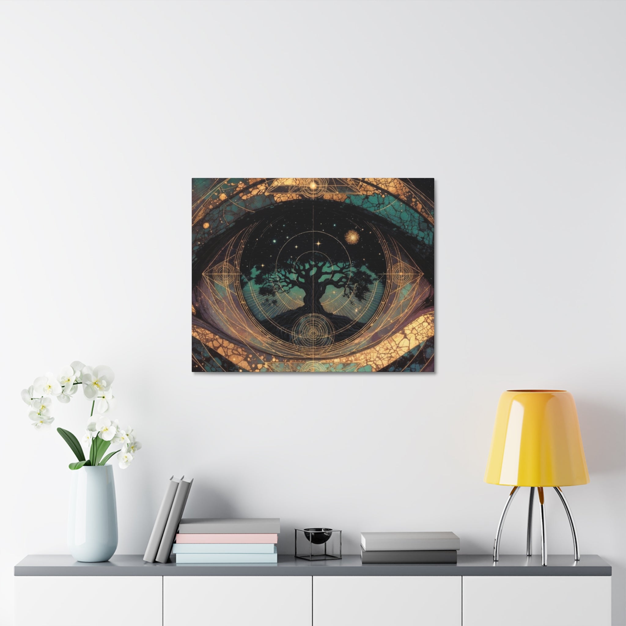 Mystic Tree of Life Stretched Canvas – Spiritual Cosmic Wall Art