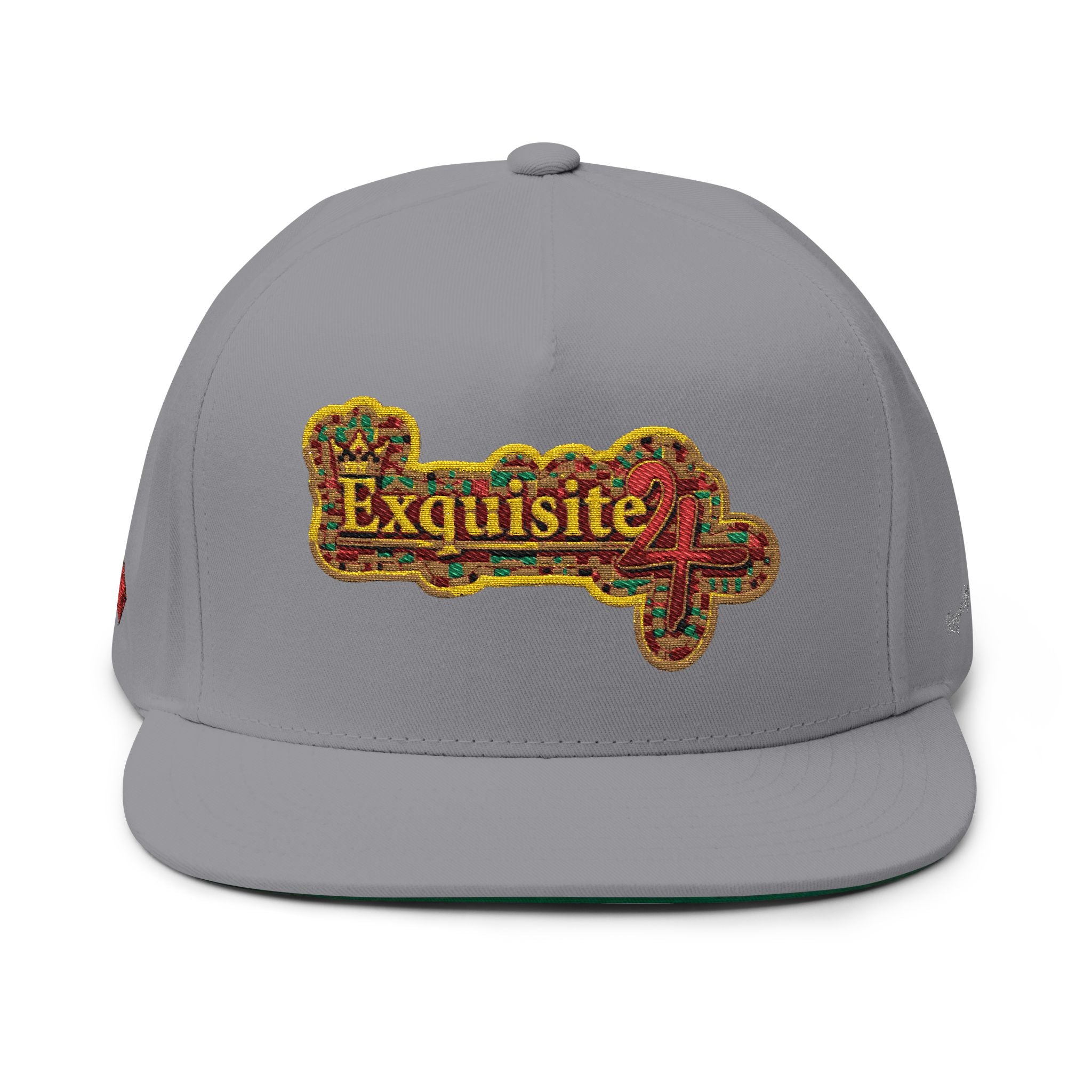 Embroidered 'Exquisite 24' Flat Bill Cap — Kente-Inspired Patch Snapback