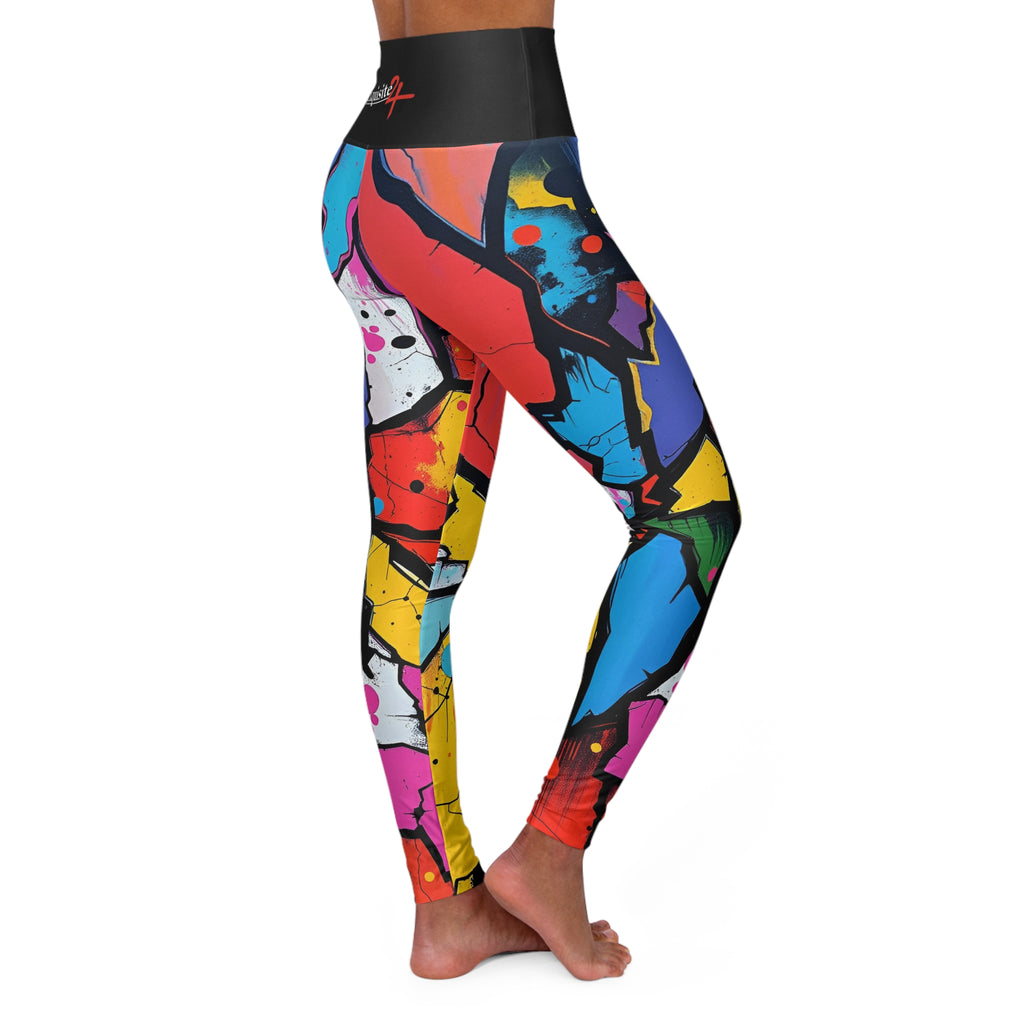 High-Waist Graffiti Print Yoga Leggings