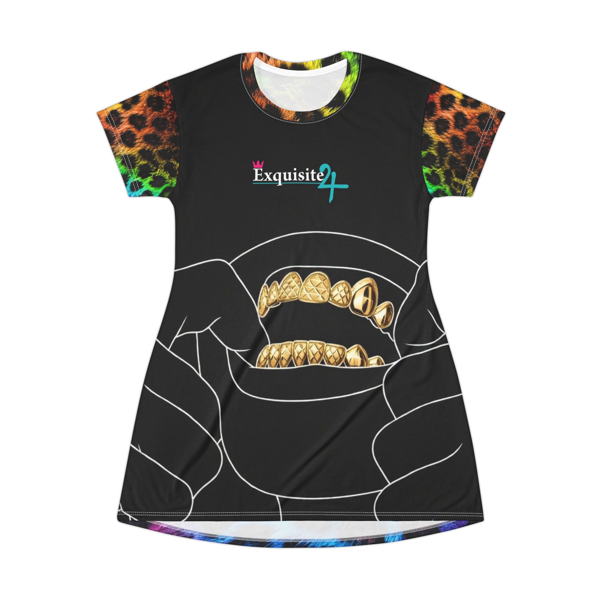 Leopard Grillz T-Shirt Dress — Rainbow Leopard