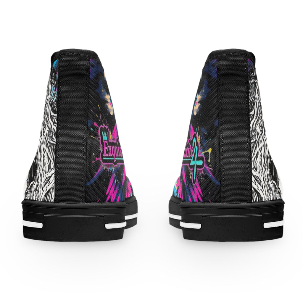 Women's High Top Portrait Pink & Blue Tie Dye Sneakers