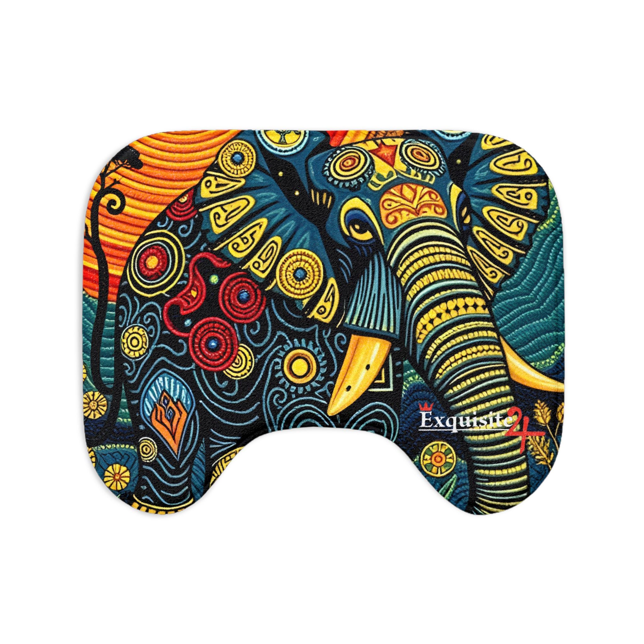 Colorful Boho Elephant Bathroom Rug & Lid Cover Three-Piece Set