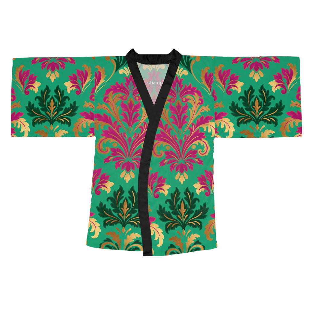 Kimono Robe - Vibrant Teal & Magenta Damask Lounge Kimono