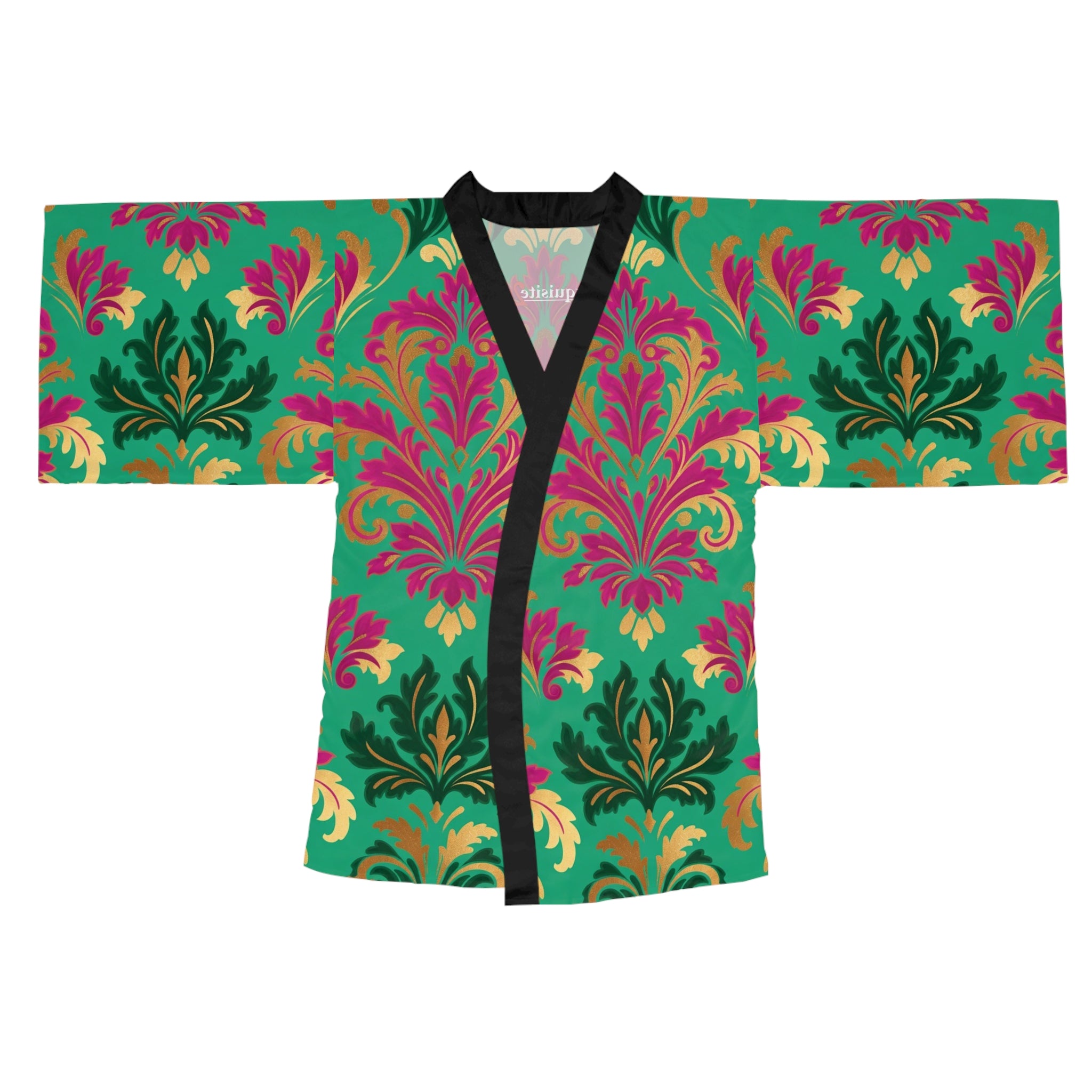 Kimono Robe - Vibrant Teal & Magenta Damask Lounge Kimono
