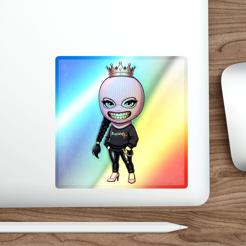 Pink Balaclava Girl Holographic Die-cut Sticker