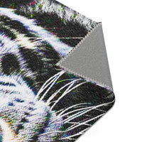 Leopard Portrait Area Rug — Bold Black & White Animal Print Accent Rug
