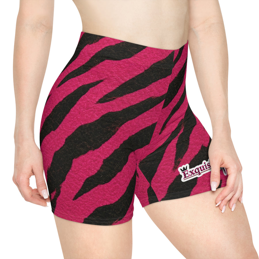 Pink Tiger Stripe Biker Shorts