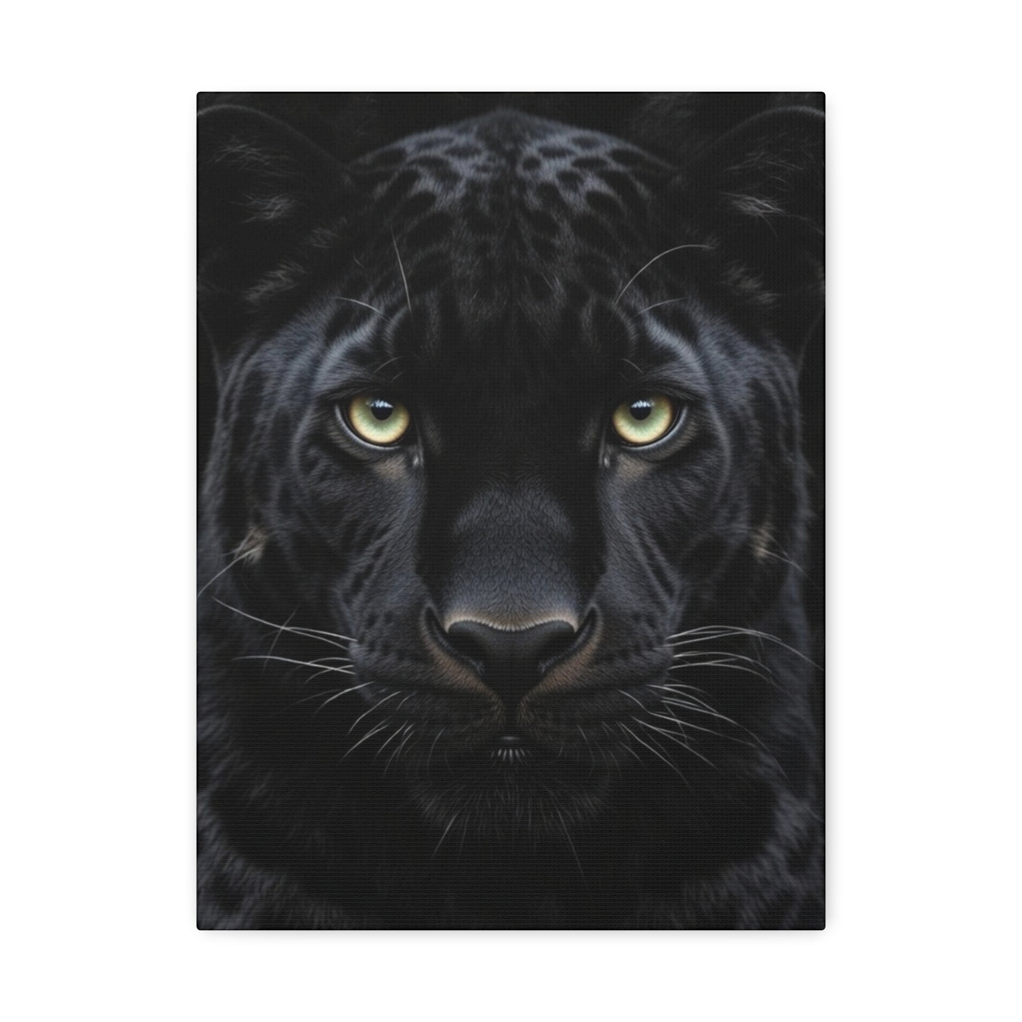 Black Panther Wall Canvas — Intense Close-Up Stretched Canvas Art