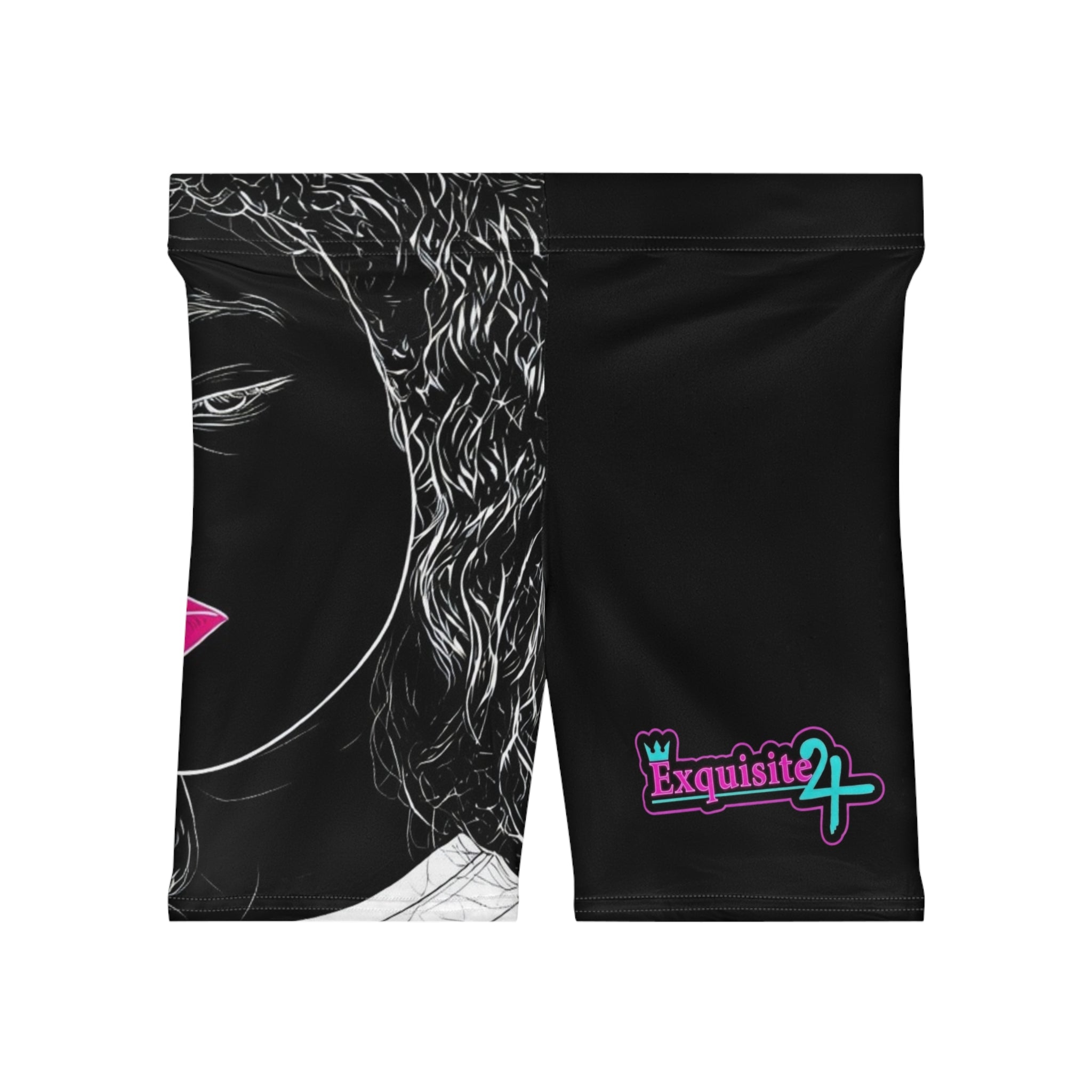 Biker Shorts — Exquisite 24 Neon Pop Face Design,  Activewear