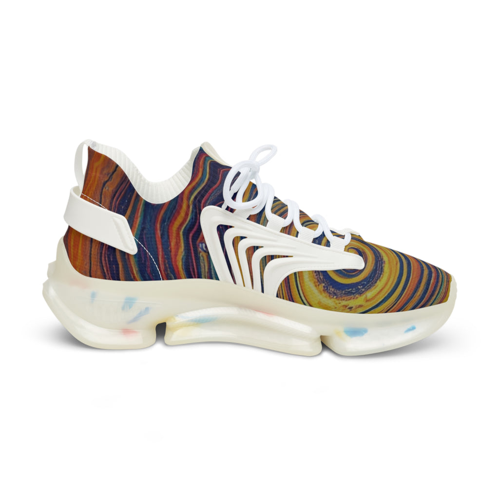 Retro Swirl Athletic Shoes with Marble Wave Design