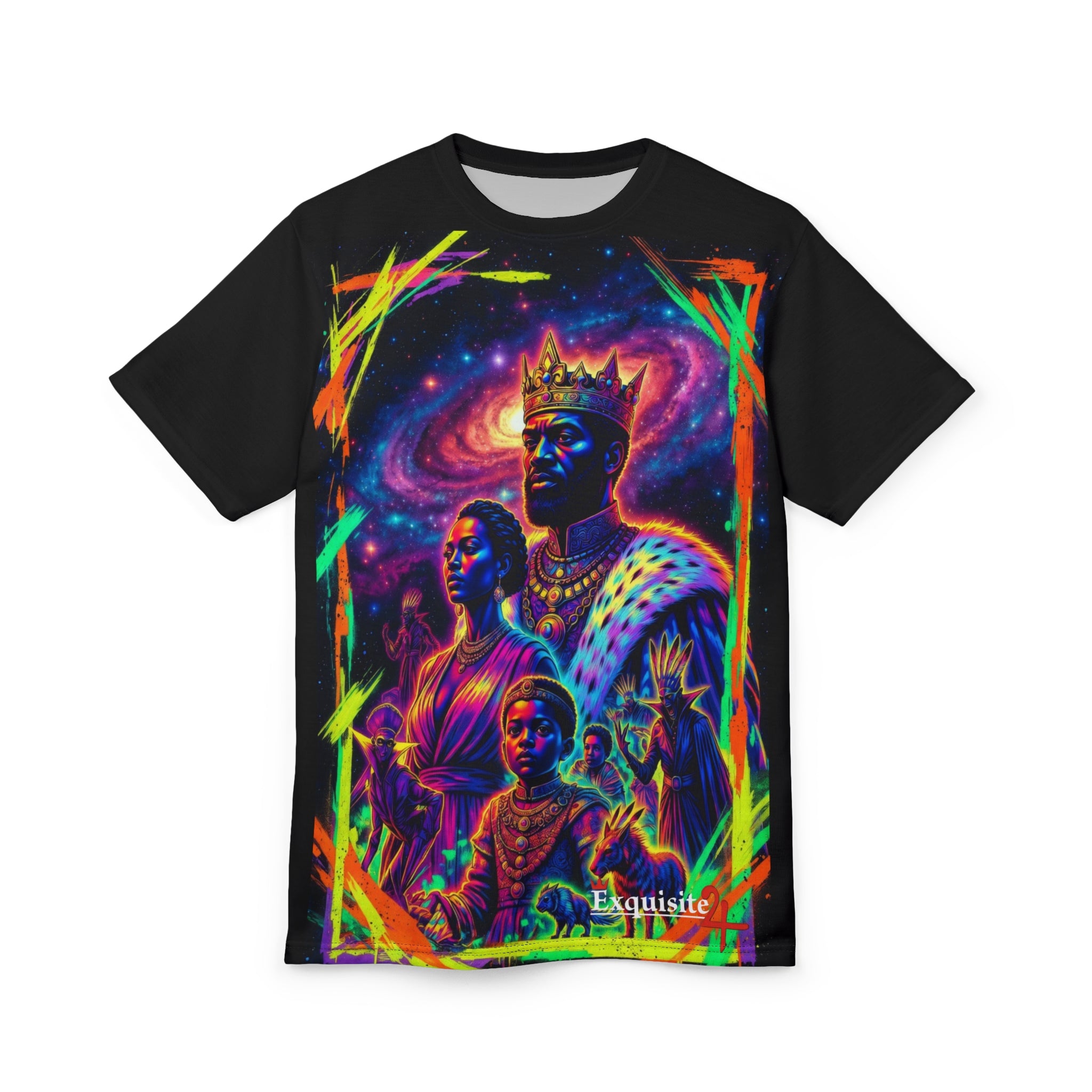 Afrofuturist Royal Family Tee — Vibrant Cosmic Royalty T-Shirt