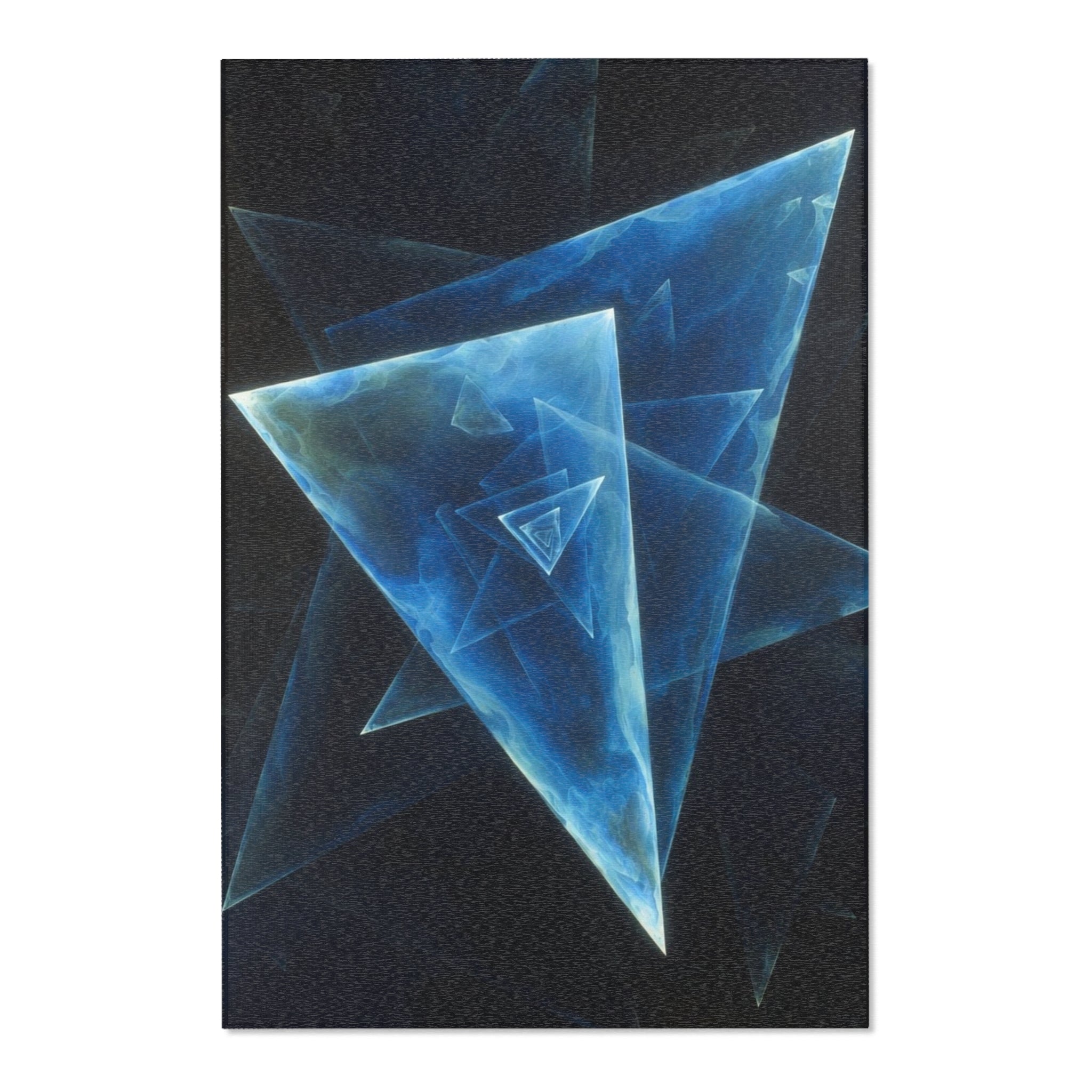 Geometric Blue Triangle Area Rug — Modern Abstract Accent Rug for Living Room & Bedroom