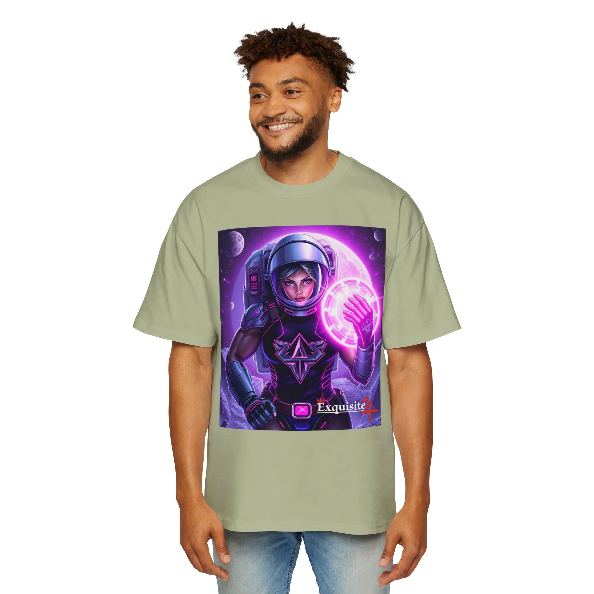Astronaut Warrior Tee — Neon Space Mage Graphic T-Shirt