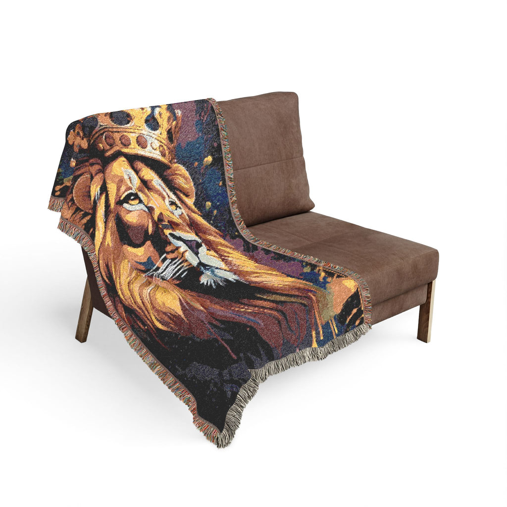 Royal Lion Woven Blanket — Regal Lion Throw for Living Room