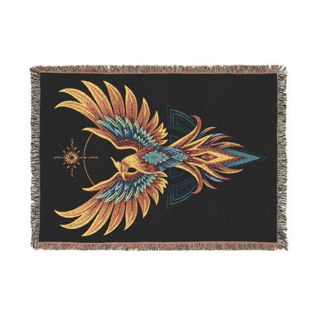 Phoenix Woven Blanket — Boho Mythical Bird Throw for Living Room, Bedroom, or Gift