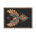 Phoenix Woven Blanket — Boho Mythical Bird Throw for Living Room, Bedroom, or Gift