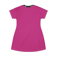 Graphic T‑Shirt Dress — Pink Pop Art Woman & Exquisite 24  Logo