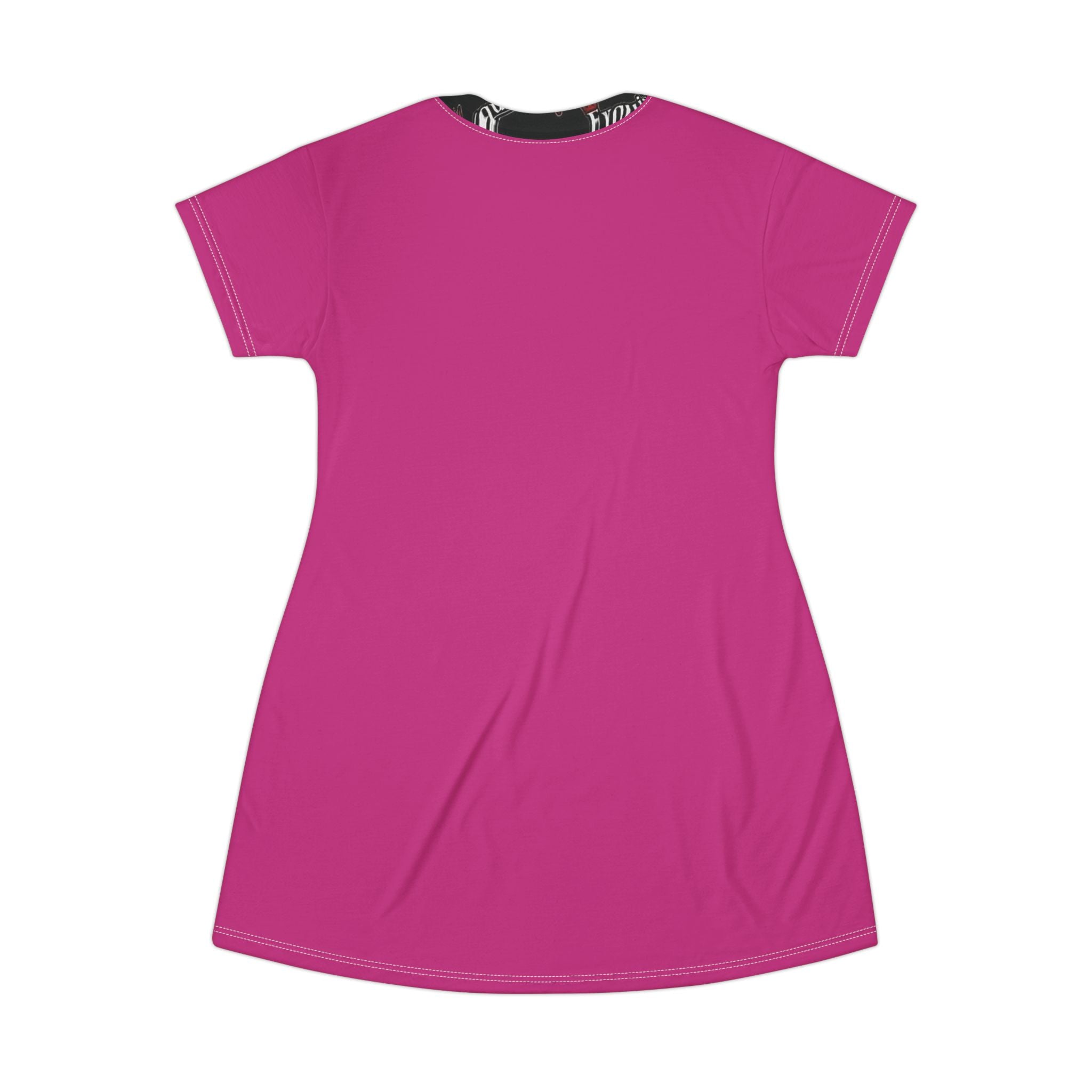 Graphic T‑Shirt Dress — Pink Pop Art Woman & Exquisite 24  Logo