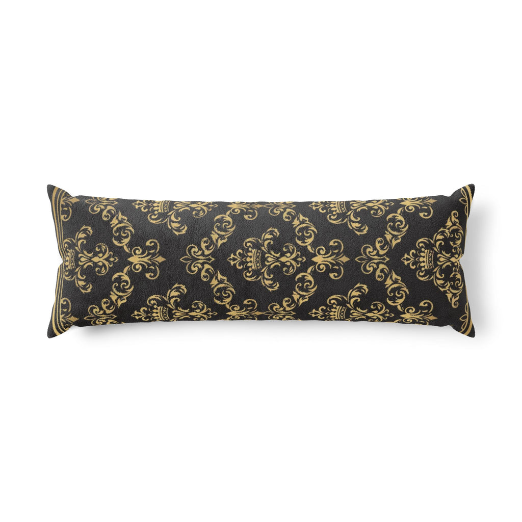 Baroque Gold Scroll Body Pillow — Elegant Decorative Lumbar Pillow