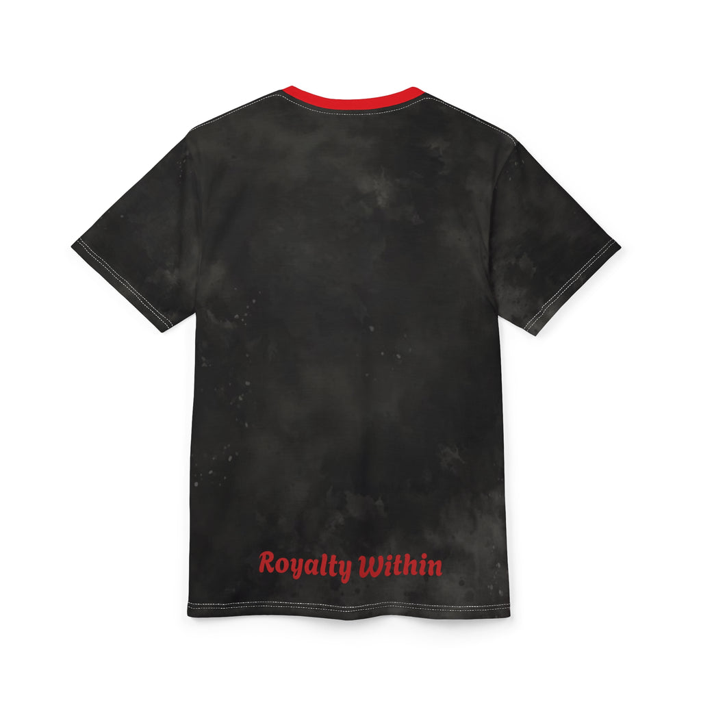 Exquisite 24 Retro Graphic Tee — Red Gem & Blue Roses All-Over Print
