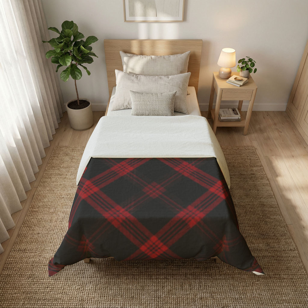 Red & Black Plaid Cotton Duvet Cover