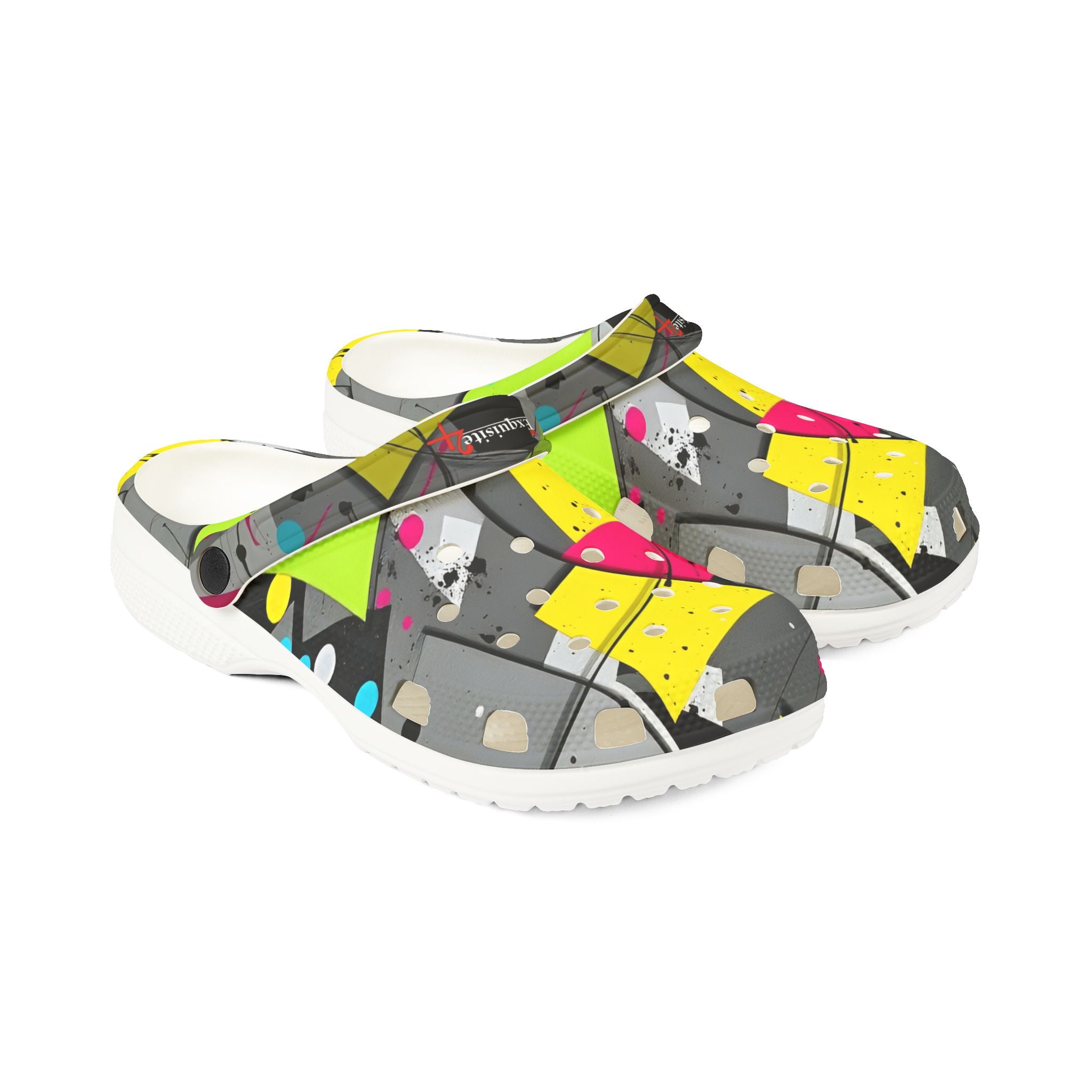 Neon Abstract EVA Foam Clogs — Lightweight Printed Garden Shoes