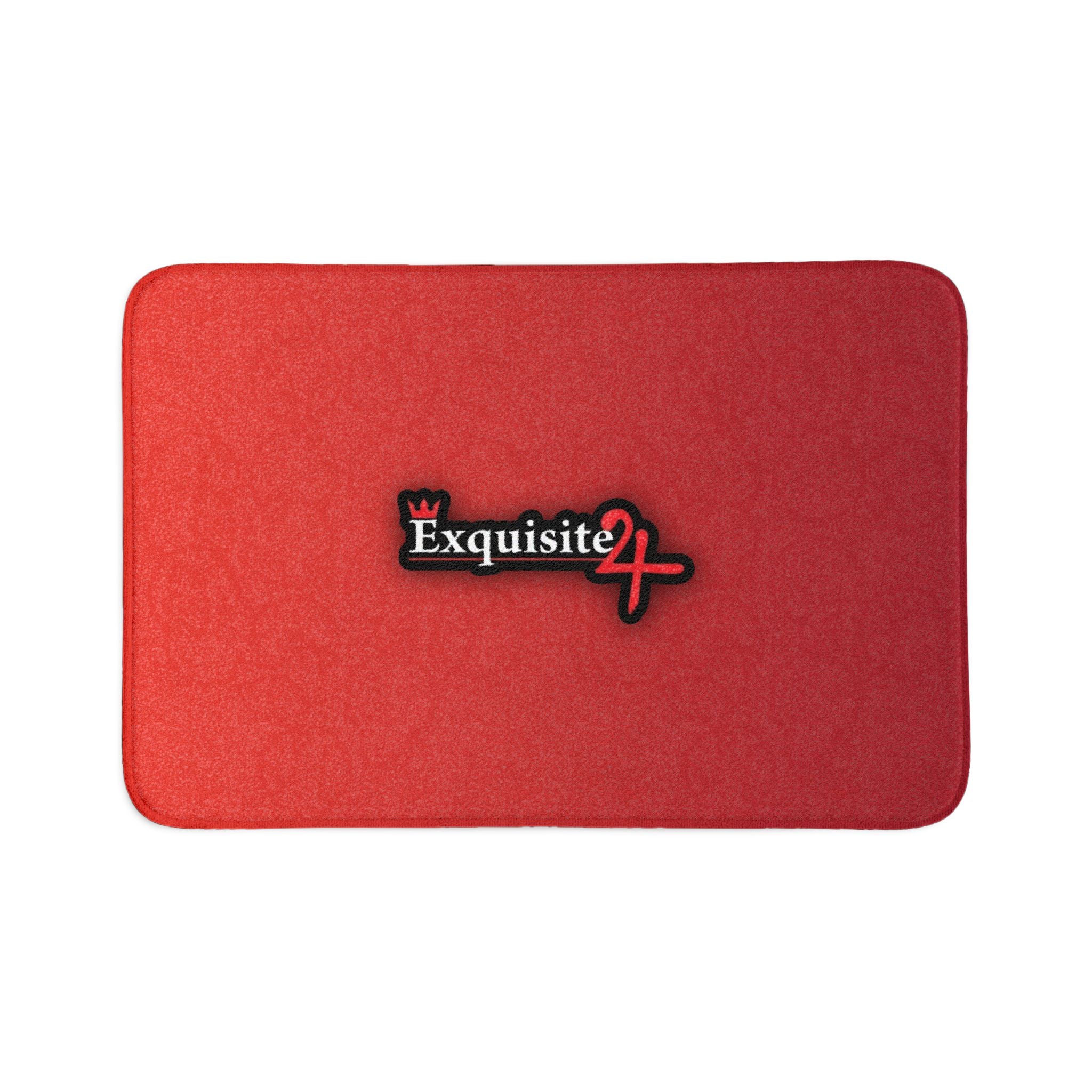Red Exquisite 24 Sticker Logo Toilet 3-Piece Bath Rug Set