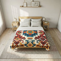 Boho Geometric Cotton Comforter — Southwestern Aztec Pattern Bedspread