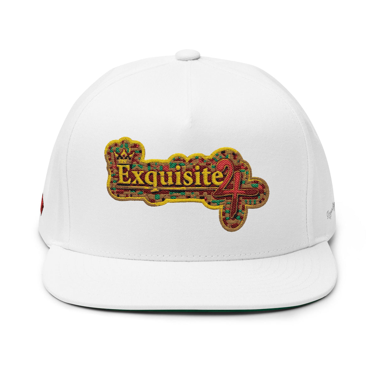 Embroidered 'Exquisite 24' Flat Bill Cap — Kente-Inspired Patch Snapback