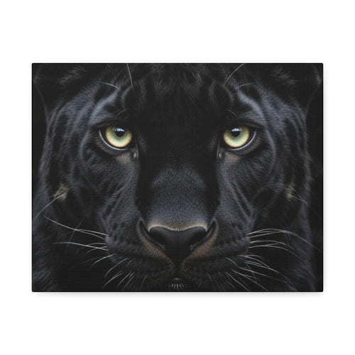 Black Panther Wall Canvas — Intense Close-Up Stretched Canvas Art