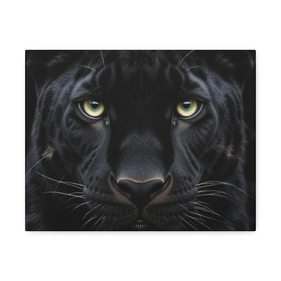 Black Panther Wall Canvas — Intense Close-Up Stretched Canvas Art