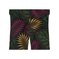 Tropical Leaf Biker Shorts