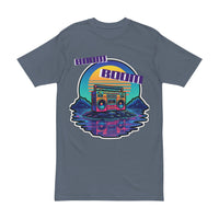 Retro Boombox Tee — Sunset Vaporwave Music Graphic Shirt